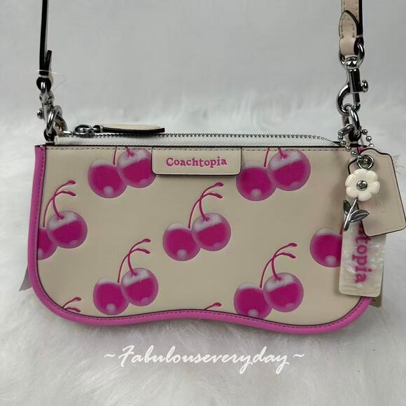Coach Turned Pretty™ Small Wavy Shoulder Bag In Coachtopia Leather Cherry Print - Picture 2 of 12